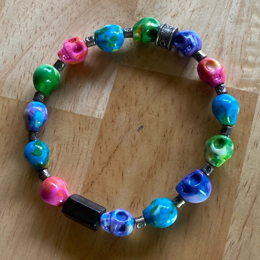 Beautiful beaded multicolor skull BOHO bracelet